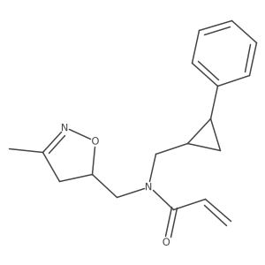 rac-N-[(3-methyl-4,5-dihydro-1,2-oxazol-5-yl)methyl]-N-{[(1R,2R)-2-phenylcyclopropyl]methyl}prop-2-enamide结构式