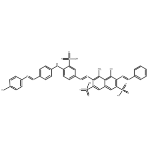 4-Amino-5-hydroxy-3-((4-((4-((4-hydroxyphenyl)azo)phenyl)amino)-3-sulphophenyl)azo)-6-(phenylazo)naphthalene-2,7-disulphonic acid Structure
