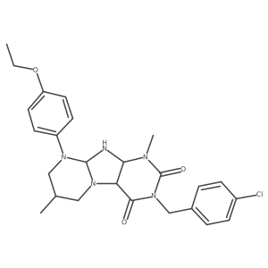 3-[(4-chlorophenyl)methyl]-9-(4-ethoxyphenyl)-1,7-dimethyl-6,7,8,9a,10,10a-hexahydro-4aH-purino[7,8-a]pyrimidine-2,4-dione结构式