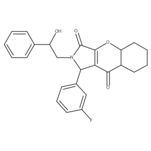 1-(3-fluorophenyl)-2-(2-hydroxy-2-phenylethyl)-4a,5,6,7,8,8a-hexahydro-1H-chromeno[2,3-c]pyrrole-3,9-dione Structure