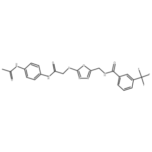 N-((5-((2-((4-acetamidophenyl)amino)-2-oxoethyl)thio)-1,3,4-oxadiazol-2-yl)methyl)-3-(trifluoromethyl)benzamide Structure