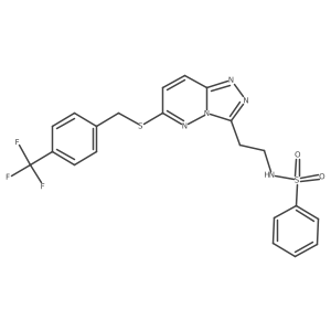 N-(2-(6-((4-(trifluoromethyl)benzyl)thio)-[1,2,4]triazolo[4,3-b]pyridazin-3-yl)ethyl)benzenesulfonamide结构式