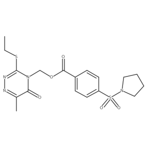 (3-(ethylthio)-6-methyl-5-oxo-1,2,4-triazin-4(5H)-yl)methyl 4-(pyrrolidin-1-ylsulfonyl)benzoate结构式