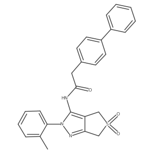 2-([1,1'-biphenyl]-4-yl)-N-(5,5-dioxido-2-(o-tolyl)-4,6-dihydro-2H-thieno[3,4-c]pyrazol-3-yl)acetamide结构式