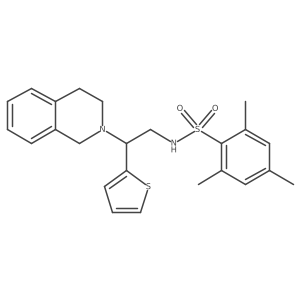 N-(2-(3,4-dihydroisoquinolin-2(1H)-yl)-2-(thiophen-2-yl)ethyl)-2,4,6-trimethylbenzenesulfonamide结构式