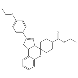 Ethyl 2-(4-ethoxyphenyl)-1,10b-dihydrospiro[benzo[e]pyrazolo[1,5-c][1,3]oxazine-5,4'-piperidine]-1'-carboxylate结构式