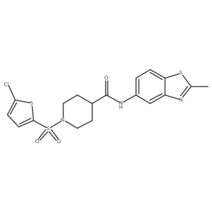 1-((5-chlorothiophen-2-yl)sulfonyl)-N-(2-methylbenzo[d]thiazol-5-yl)piperidine-4-carboxamide结构式