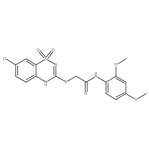 2-((7-chloro-1,1-dioxido-4H-benzo[e][1,2,4]thiadiazin-3-yl)thio)-N-(2,4-dimethoxyphenyl)acetamide Structure