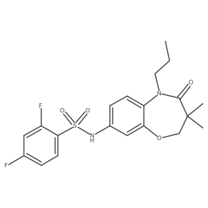 N-(3,3-dimethyl-4-oxo-5-propyl-2,3,4,5-tetrahydrobenzo[b][1,4]oxazepin-8-yl)-2,4-difluorobenzenesulfonamide结构式