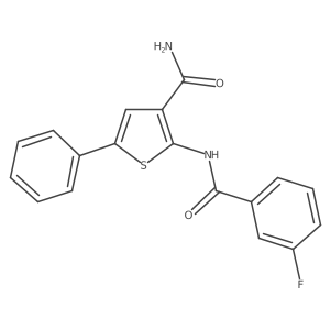 2-(3-Fluorobenzamido)-5-phenylthiophene-3-carboxamide结构式