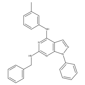 N~6~-benzyl-N~4~-(3-methylphenyl)-1-phenyl-1H-pyrazolo[3,4-d]pyrimidine-4,6-diamine结构式