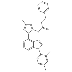 N-{1-[1-(2,4-dimethylphenyl)-1H-pyrazolo[3,4-d]pyrimidin-4-yl]-3-methyl-1H-pyrazol-5-yl}-2-phenoxyacetamide结构式