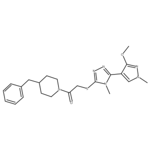 1-(4-benzylpiperidin-1-yl)-2-((5-(3-methoxy-1-methyl-1H-pyrazol-4-yl)-4-methyl-4H-1,2,4-triazol-3-yl)thio)ethanone Structure
