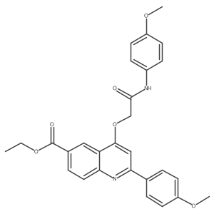 Ethyl 2-(4-methoxyphenyl)-4-(2-((4-methoxyphenyl)amino)-2-oxoethoxy)quinoline-6-carboxylate结构式