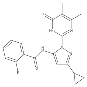 N-(3-cyclopropyl-1-(4,5-dimethyl-6-oxo-1,6-dihydropyrimidin-2-yl)-1H-pyrazol-5-yl)-2-fluorobenzamide结构式