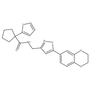 N-((5-(2,3-dihydrobenzo[b][1,4]dioxin-6-yl)isoxazol-3-yl)methyl)-1-(thiophen-2-yl)cyclopentanecarboxamide Structure