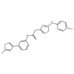 2-(2-((5-chloropyridin-2-yl)amino)thiazol-4-yl)-N-(3-(2-methylthiazol-4-yl)phenyl)acetamide Structure