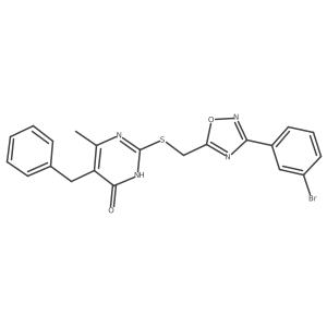 5-Benzyl-2-({[3-(3-bromophenyl)-1,2,4-oxadiazol-5-YL]methyl}sulfanyl)-6-methylpyrimidin-4-OL结构式