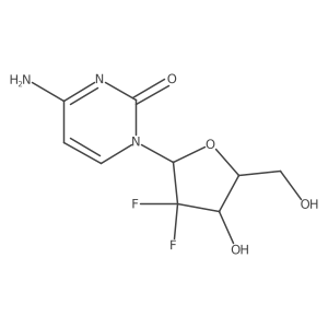 4-Amino-1-((2R,4R,5R)-3,3-difluoro-4-hydroxy-5-(hydroxymethyl)tetrahydrofuran-2-yl)pyrimidin-2(1H)-one-2-13C-1,3-15N2结构式