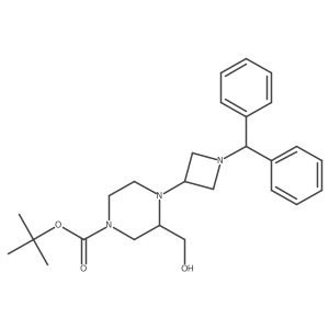 Tert-butyl 4-(1-benzhydrylazetidin-3-yl)-3-(hydroxymethyl)piperazine-1-carboxylate结构式