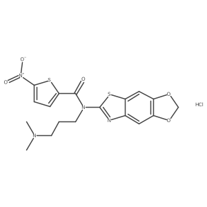 N-([1,3]dioxolo[4',5':4,5]benzo[1,2-d]thiazol-6-yl)-N-(3-(dimethylamino)propyl)-5-nitrothiophene-2-carboxamide hydrochloride结构式