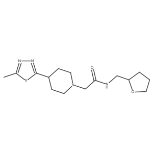 2-(4-(5-methyl-1,3,4-thiadiazol-2-yl)piperidin-1-yl)-N-((tetrahydrofuran-2-yl)methyl)acetamide结构式