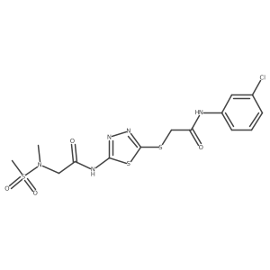 N-[5-({[(3-chlorophenyl)carbamoyl]methyl}sulfanyl)-1,3,4-thiadiazol-2-yl]-2-(N-methylmethanesulfonamido)acetamide Structure