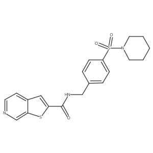 N-(4-(piperidin-1-ylsulfonyl)benzyl)thieno[2,3-c]pyridine-2-carboxamide结构式