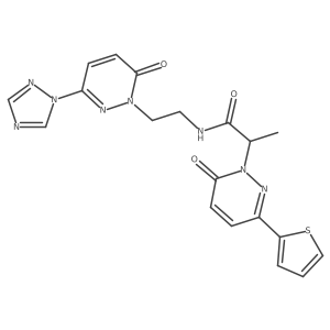 N-(2-(6-oxo-3-(1H-1,2,4-triazol-1-yl)pyridazin-1(6H)-yl)ethyl)-2-(6-oxo-3-(thiophen-2-yl)pyridazin-1(6H)-yl)propanamide Structure