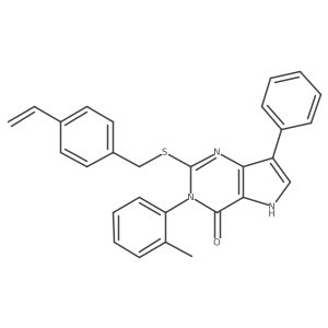 7-phenyl-3-(o-tolyl)-2-((4-vinylbenzyl)thio)-3H-pyrrolo[3,2-d]pyrimidin-4(5H)-one结构式