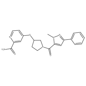 4-((1-(1-methyl-3-phenyl-1H-pyrazole-5-carbonyl)pyrrolidin-3-yl)oxy)picolinamide结构式
