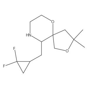 10-[(2,2-Difluorocyclopropyl)methyl]-3,3-dimethyl-2,6-dioxa-9-azaspiro[4.5]decane结构式