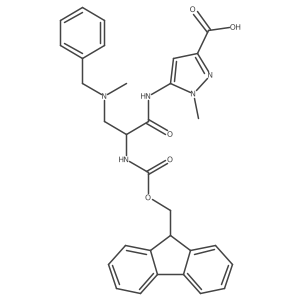 5-{3-[benzyl(methyl)amino]-2-({[(9H-fluoren-9-yl)methoxy]carbonyl}amino)propanamido}-1-methyl-1H-pyrazole-3-carboxylic acid Structure