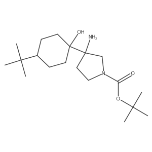 Tert-butyl 3-amino-3-(4-tert-butyl-1-hydroxycyclohexyl)pyrrolidine-1-carboxylate结构式