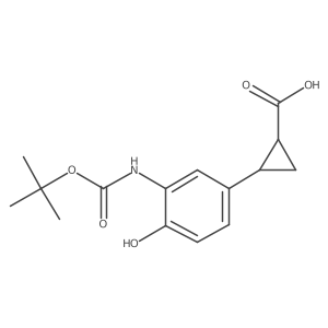 rac-(1R,2R)-2-(3-{[(tert-butoxy)carbonyl]amino}-4-hydroxyphenyl)cyclopropane-1-carboxylic acid Structure