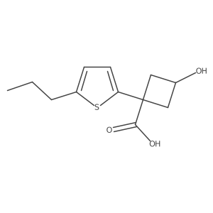 3-Hydroxy-1-(5-propylthiophen-2-yl)cyclobutane-1-carboxylic acid结构式