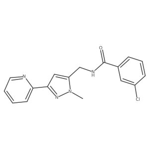 3-chloro-N-{[1-methyl-3-(pyridin-2-yl)-1H-pyrazol-5-yl]methyl}benzamide结构式