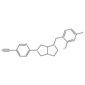 6-{1-[(2-Chloro-4-fluorophenyl)methyl]-octahydropyrrolo[2,3-c]pyrrol-5-yl}pyridine-3-carbonitrile Structure