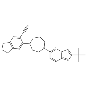 2-(4-{2-tert-butylimidazo[1,2-b]pyridazin-6-yl}-1,4-diazepan-1-yl)-5H,6H,7H-cyclopenta[b]pyridine-3-carbonitrile Structure