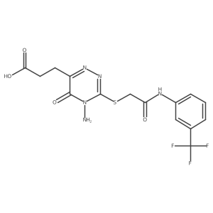 3-(4-Amino-5-oxo-3-((2-oxo-2-((3-(trifluoromethyl)phenyl)amino)ethyl)thio)-4,5-dihydro-1,2,4-triazin-6-yl)propanoic acid结构式