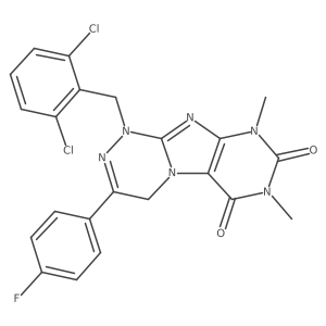 1-[(2,6-dichlorophenyl)methyl]-3-(4-fluorophenyl)-7,9-dimethyl-1H,4H,6H,7H,8H,9H-[1,2,4]triazino[4,3-g]purine-6,8-dione结构式