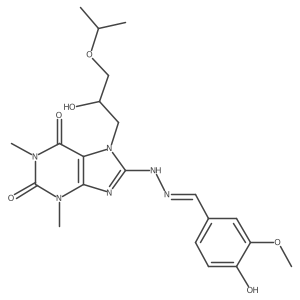 (E)-7-(2-hydroxy-3-isopropoxypropyl)-8-(2-(4-hydroxy-3-methoxybenzylidene)hydrazinyl)-1,3-dimethyl-1H-purine-2,6(3H,7H)-dione结构式
