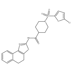 1-((5-chlorothiophen-2-yl)sulfonyl)-N-(4,5-dihydronaphtho[1,2-d]thiazol-2-yl)piperidine-4-carboxamide结构式