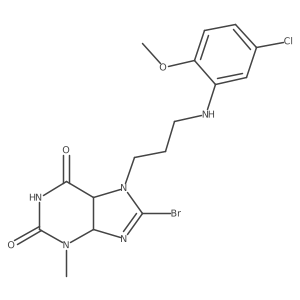 8-Bromo-7-[3-(5-chloro-2-methoxyanilino)propyl]-3-methyl-4,5-dihydropurine-2,6-dione结构式