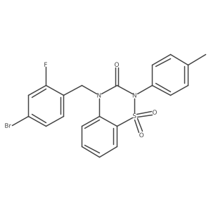 4-(4-bromo-2-fluorobenzyl)-2-(p-tolyl)-2H-benzo[e][1,2,4]thiadiazin-3(4H)-one 1,1-dioxide Structure