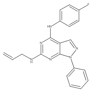 N4-(4-fluorophenyl)-1-phenyl-N6-(prop-2-en-1-yl)-1H-pyrazolo[3,4-d]pyrimidine-4,6-diamine结构式