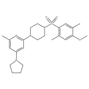 2-[4-(4-Methoxy-2,5-dimethylbenzenesulfonyl)piperazin-1-yl]-4-methyl-6-(pyrrolidin-1-yl)pyrimidine结构式