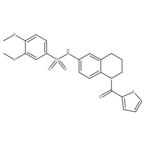 3,4-dimethoxy-N-[1-(thiophene-2-carbonyl)-1,2,3,4-tetrahydroquinolin-6-yl]benzene-1-sulfonamide结构式