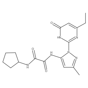 N1-cyclopentyl-N2-(1-(4-ethyl-6-oxo-1,6-dihydropyrimidin-2-yl)-3-methyl-1H-pyrazol-5-yl)oxalamide结构式