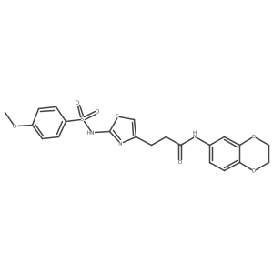 N-(2,3-dihydrobenzo[b][1,4]dioxin-6-yl)-3-(2-(4-methoxyphenylsulfonamido)thiazol-4-yl)propanamide Structure